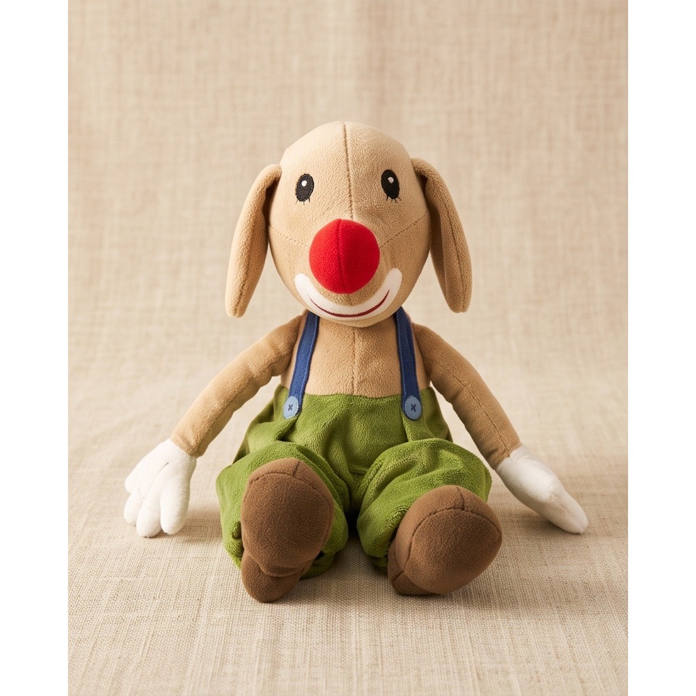 Ikea Klapper Circus Home Clown Dog Plush Stuffed Animal Tan Green Blue 12"